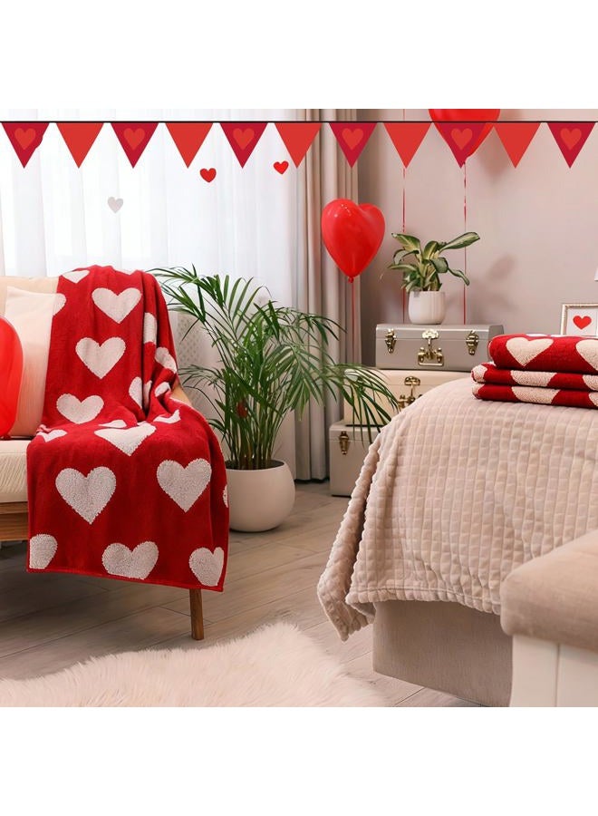 Mindsoft 2 Pcs Valentine's Day Bath Towels 55.12 x 27.56 Inches Red White Hearts Cotton Bath Towel Valentine's Extra Absorbent Quick Dry Decorative Hand Towels for Bathroom Decor - Image 5
