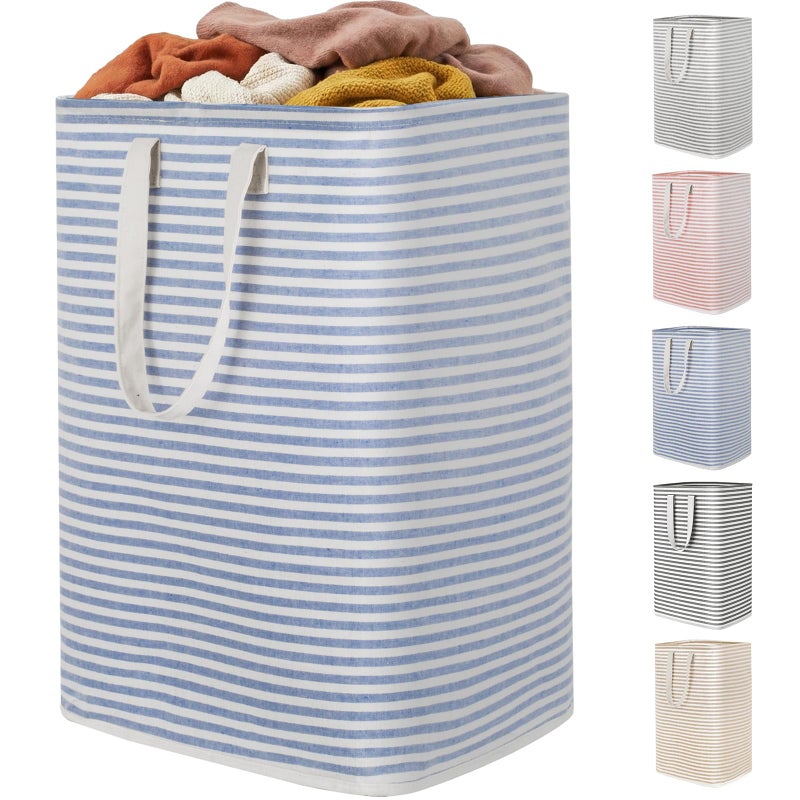 Lifewit 1 Pack Laundry Basket 80L Each, Collapsible Clothes Hamper with Reinforced Handles, Freestanding Waterproof Design for Bedroom and Laundry Room, Blue 80L Total - Image 1