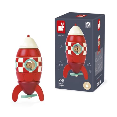 Janod Small Wood Magnetic Rocket Kit – 2 in 1 Game - Ages 2-6 - J05207 - Image 1