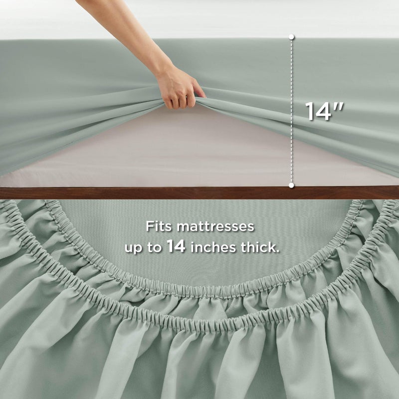 بيد شور مجموعة من الأدوار الخضراء الحجم الكامل الحجم - 7 قطع سرير كامل قابلة للانعكاس في كيس سرير كامل مجموعة خضراء الزيتون مع ملاكات السدادات وشامز - Image 5