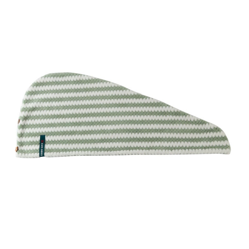 Hair Dried Hat Cationic Japanese Hair Dried Hat Headscarf Water Absorbent Thickened Long Hair Shower Hat Hair Dried Towel Green stripes