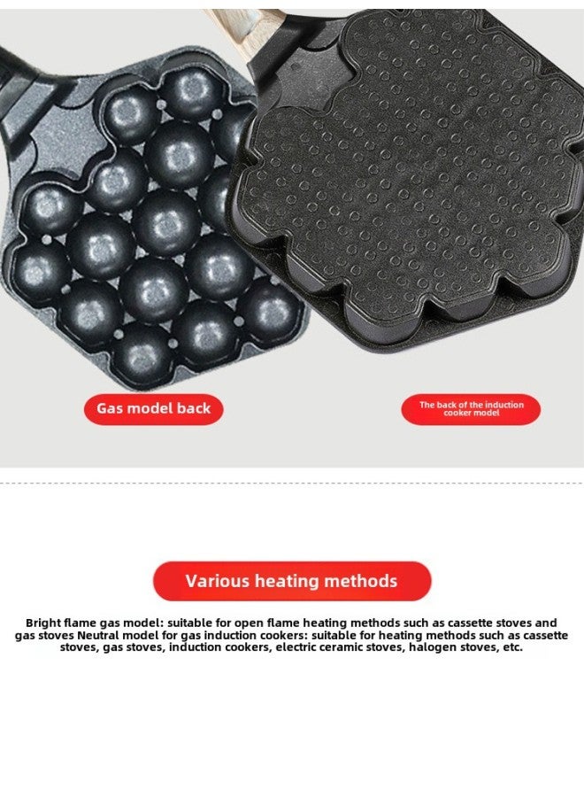 Net Red Burst Egg Mould 18 Holes Small Hamburger Non-stick Pan Octopus Balls Machine Household Stall Special Tools-Specification:Internet Celebrity 18-hole Open Flame Gas Induction Cooker Universal Model - Image 4