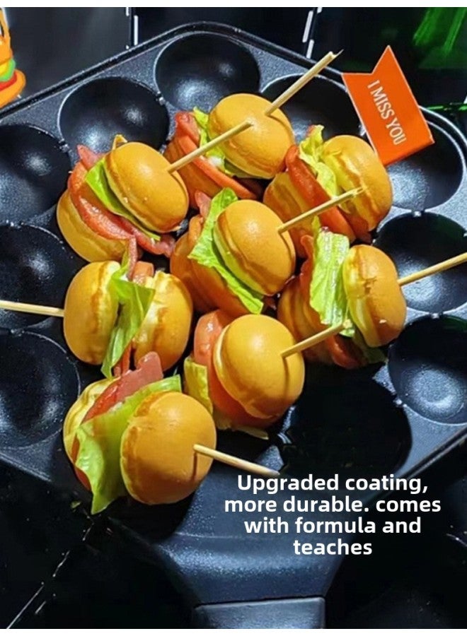 Net Red Burst Egg Mould 18 Holes Small Hamburger Non-stick Pan Octopus Balls Machine Household Stall Special Tools-Specification:Internet Celebrity 18-hole Open Flame Gas Induction Cooker Universal Model - Image 2