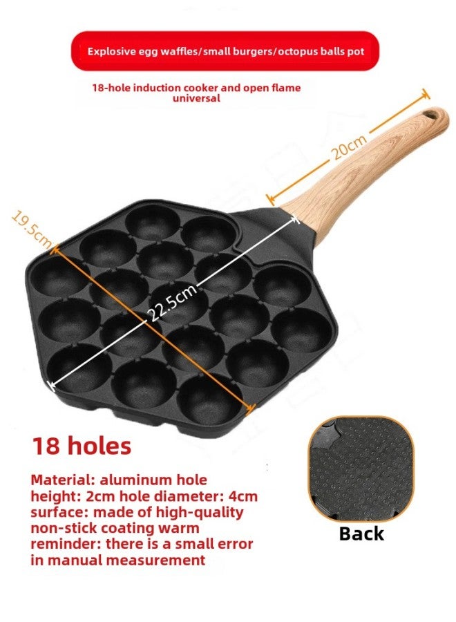 Net Red Burst Egg Mould 18 Holes Small Hamburger Non-stick Pan Octopus Balls Machine Household Stall Special Tools-Specification:Internet Celebrity 18-hole Open Flame Gas Induction Cooker Universal Model - Image 5