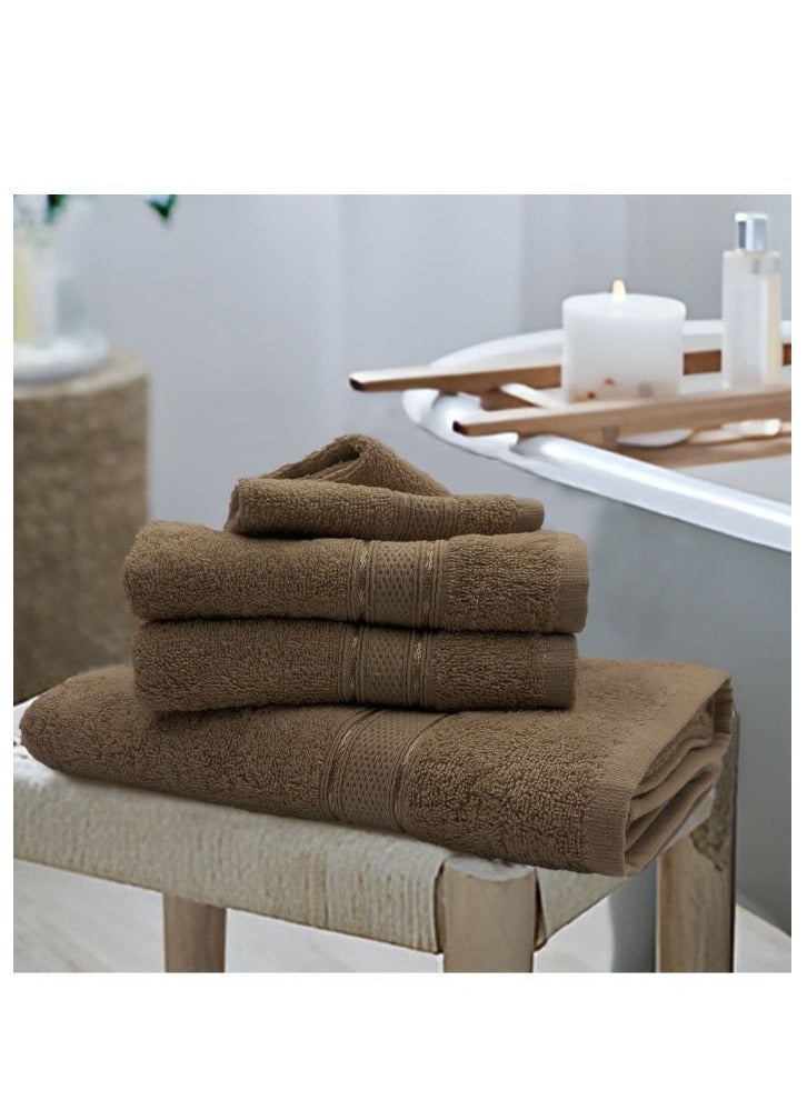 BYFT Daffodil (Dark Beige) Premium Bath Towel (70x140 Cm-Set of 1) 100% Cotton, Highly Absorbent and Quick dry, Hotel and Spa Quality Bath linen with Stripe Diamond Dobby-500 Gsm  - Image 1