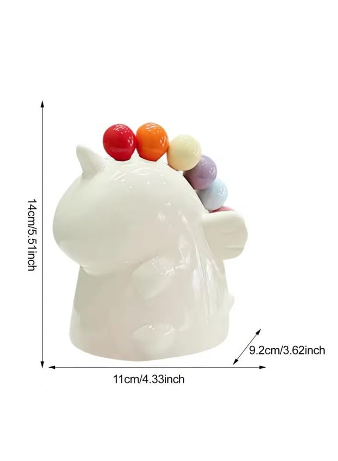 6PCS Cute Stainless Steel Fruit Fork Set Mini Appetizer Picks with Unicorn Ceramic Holder for Party Home Kitchen - Image 2