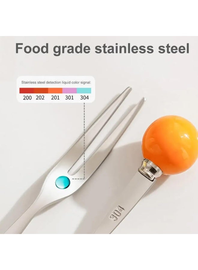 6PCS Cute Stainless Steel Fruit Fork Set Mini Appetizer Picks with Unicorn Ceramic Holder for Party Home Kitchen - Image 5