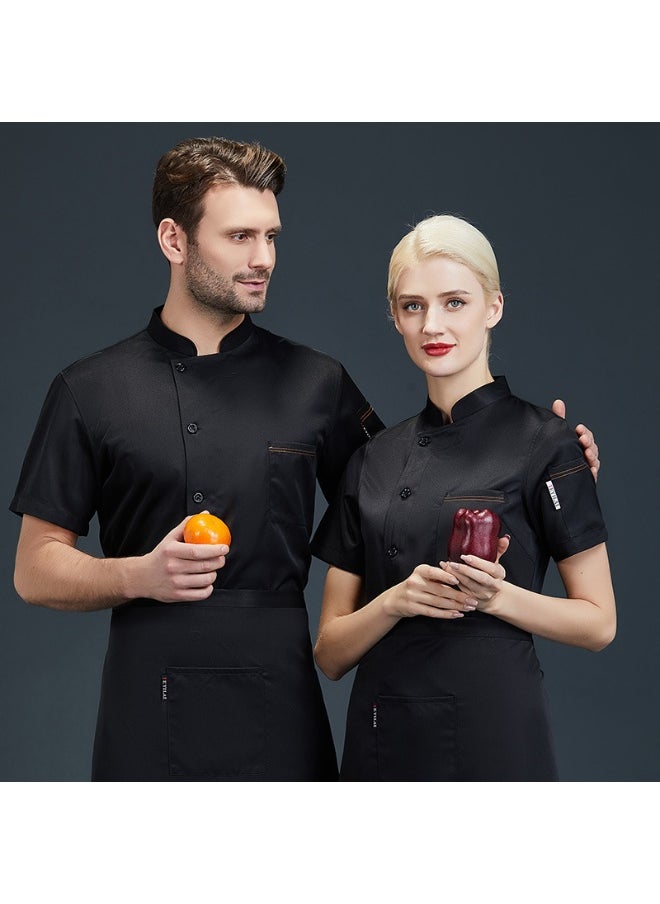 NIBEMINENT Short Sleeve Men's Western Restaurant Baking Cake Restaurant Clothing Kitchen Short Sleeve Work Uniform Catering Chef Workwear  - Image 1
