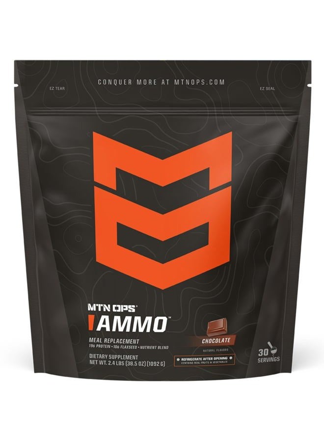 MTN OPS Ammo Protein Powder Meal Replacement Shake for Lean Muscle Building, Chocolate Flavor, 28 Servings - Image 1