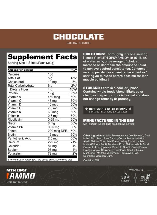 MTN OPS Ammo Protein Powder Meal Replacement Shake for Lean Muscle Building, Chocolate Flavor, 28 Servings - Image 3
