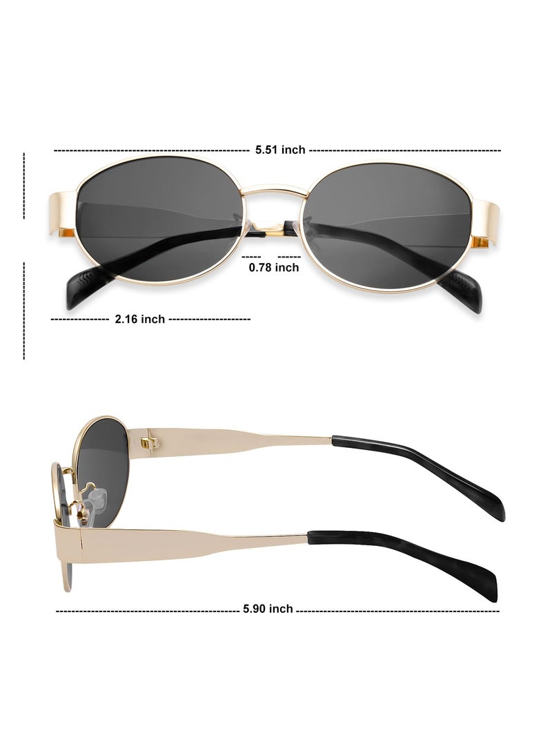 KASTWAVE Oval Sunglasses for Women, Polarized Trendy Retro Sunglasses for Women, Gold Metal Frame Fashion Designer Shades Vintage 90s Style Classic Sun Glasses, UV400 Protection - Image 5