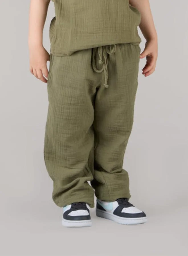 Just Nature Olive Green Wide Leg Trousers  | Best Price UAE