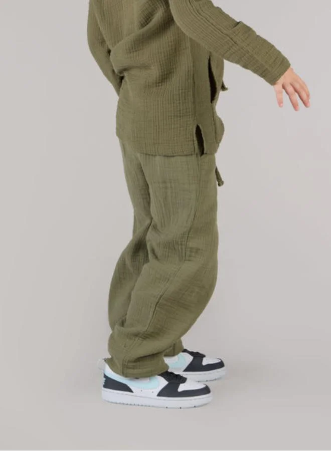 Just Nature Olive Green Wide Leg Trousers  | Best Price UAE
