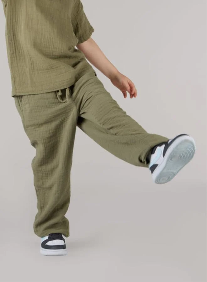Just Nature Olive Green Wide Leg Trousers  | Best Price UAE