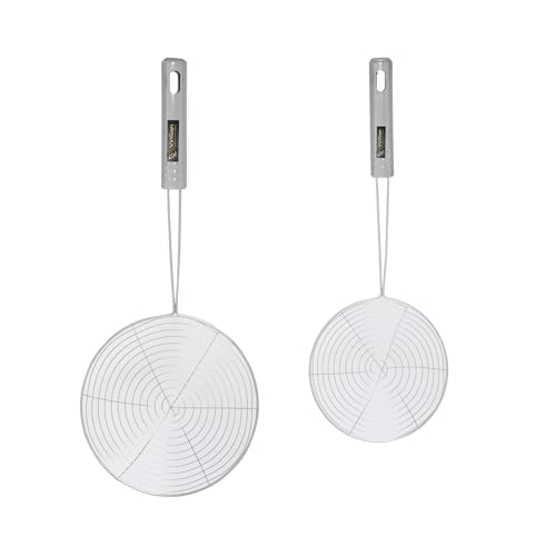 VinSan Stainless Steel, Combo Deep Fry Net Spoon Oil Strainer with Steel Handle Jhara,Mesh,Ladle,Wire,Skimmer,Puri,Juice,Pasta & Rice Use Strainer for Kitchen, Combo of Small and Medium, 2 Pcs - Image 1
