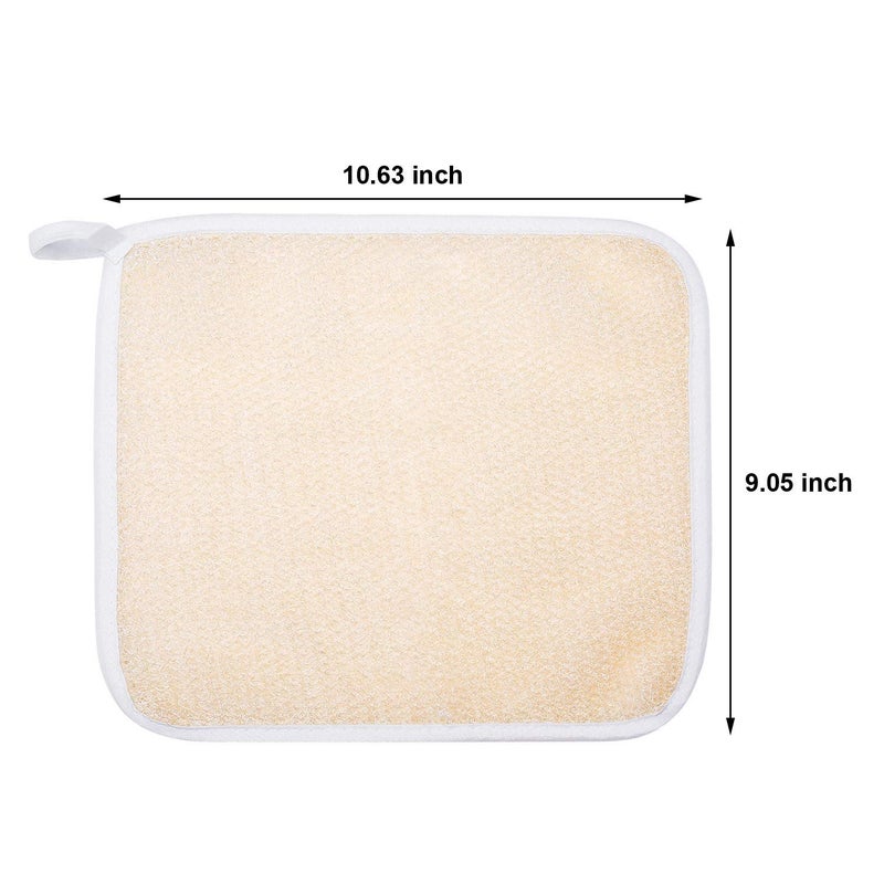 Tatuo 5 Pcs Exfoliating Face and Body Wash Cloths Towel Weave Bath Cloth Exfoliating Scrub Cloth Massage Bath Cloth for Women and Men, 10.63 x 9.05 Inch (Beige) - Image 2