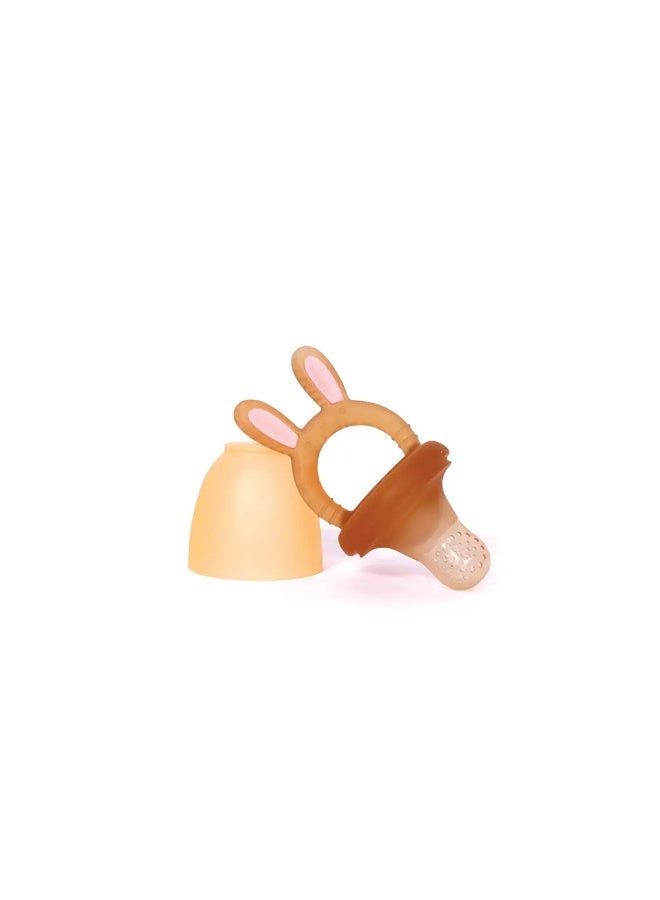 mommys BLISS مغذي الفواكه على شكل أرنب من موميز بليس - بني، سيليكون خالي من BPA، ملحق تغذية سهل الاستخدام للرضع - Image 2