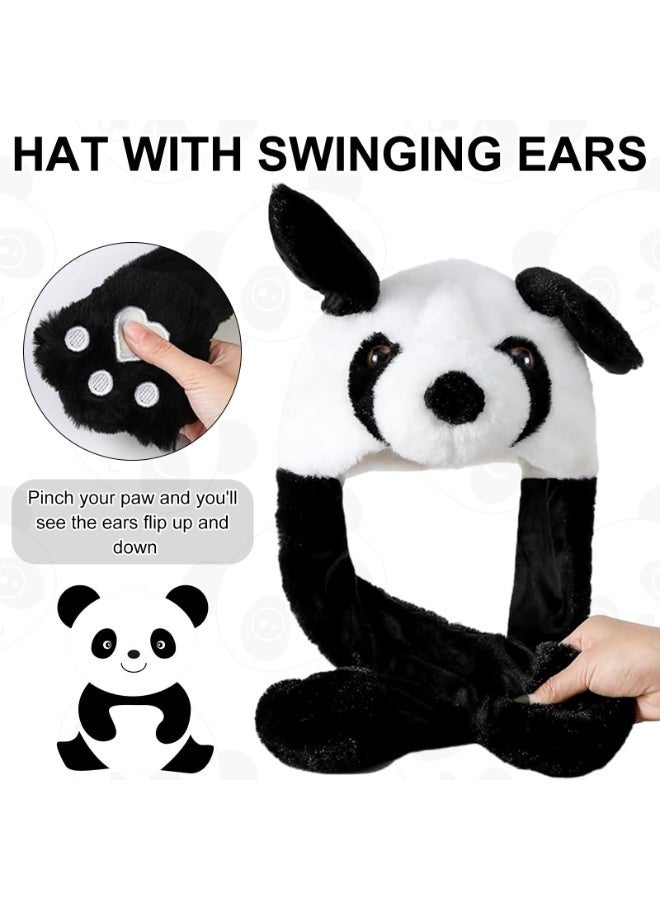 JZS Panda Hat with Ear Moving Jumping, Funny Cosplay Hat Cap for Girls,Cute Soft Plush Panda Headdress - Image 3