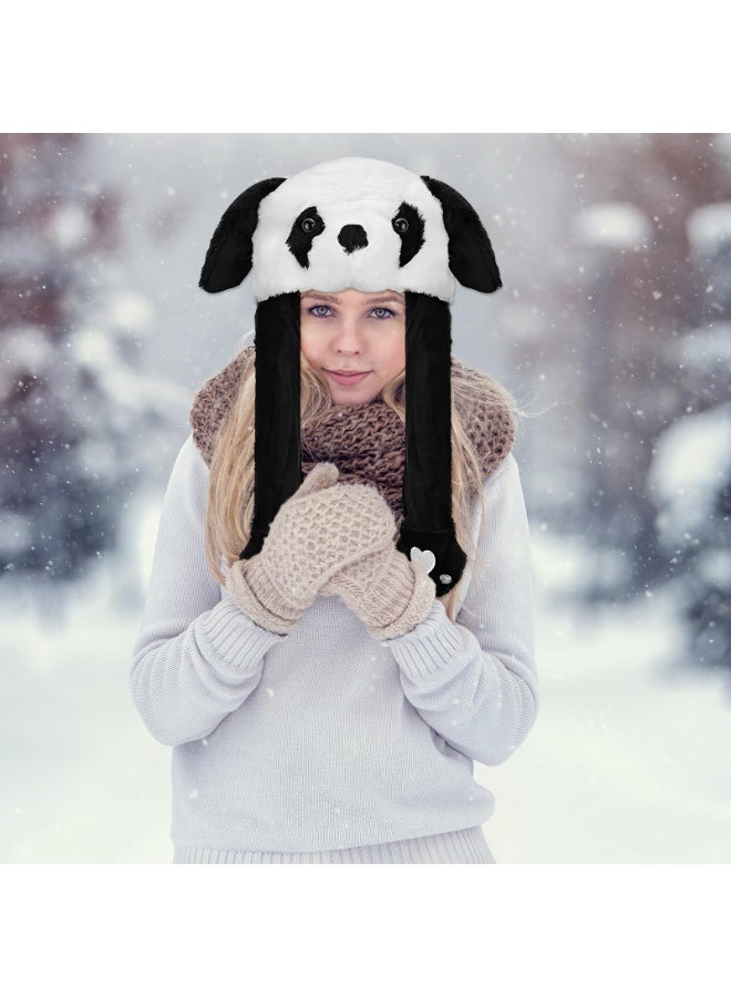 JZS Panda Hat with Ear Moving Jumping, Funny Cosplay Hat Cap for Girls,Cute Soft Plush Panda Headdress - Image 4