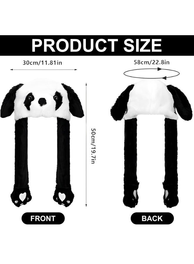 JZS Panda Hat with Ear Moving Jumping, Funny Cosplay Hat Cap for Girls,Cute Soft Plush Panda Headdress - Image 2