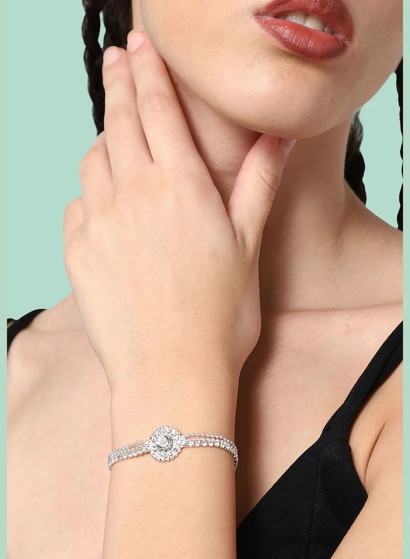 SOHI Silver Plated Party American Diamond Bracelet For Women