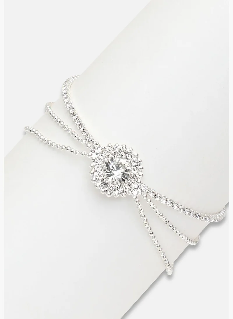 SOHI Silver Plated Party American Diamond Bracelet For Women