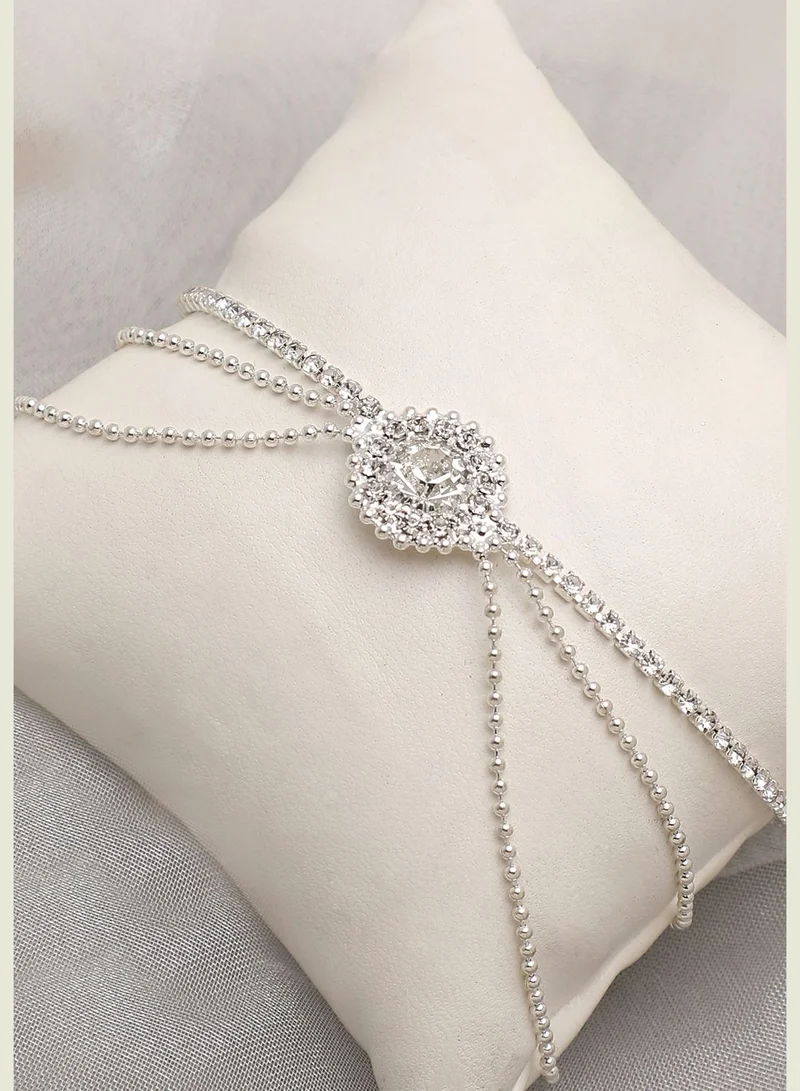 SOHI Silver Plated Party American Diamond Bracelet For Women