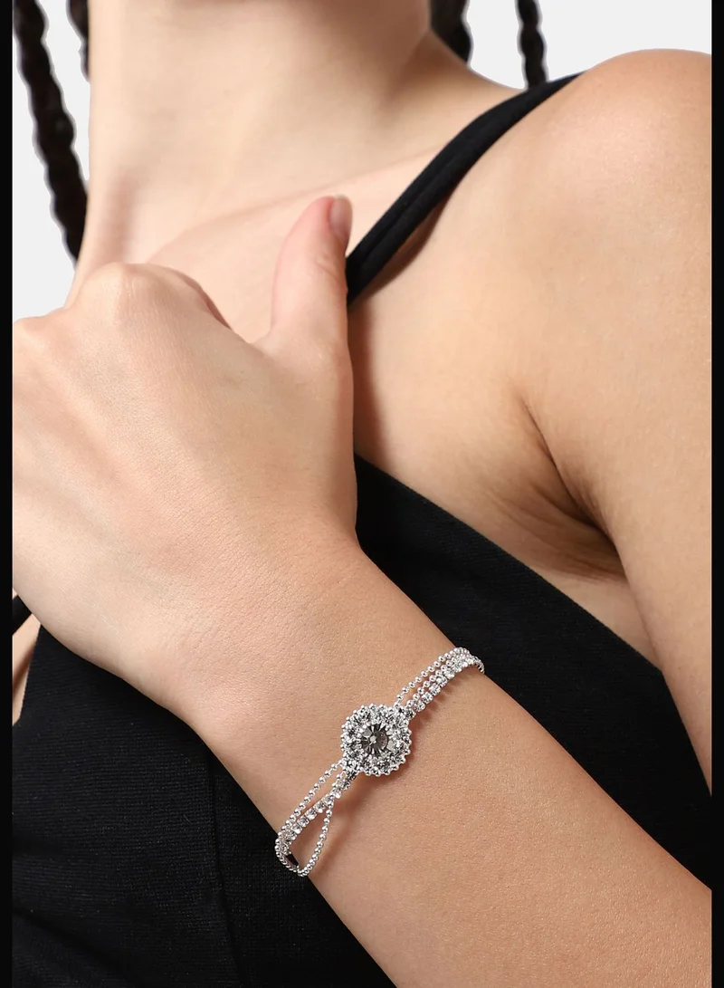SOHI Silver Plated Party American Diamond Bracelet For Women