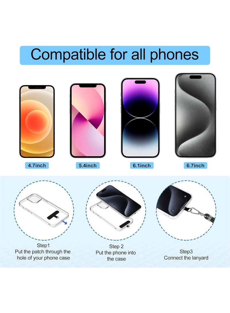 Phone Lanyard, 2 Pack Adjustable Cell Phone Lanyard Crossbody Neck Strap & 2 Pack Phone Wrist Strap with 2 Pcsompatible Pads for iPhone Android Smartphones-Black Grey - Image 5
