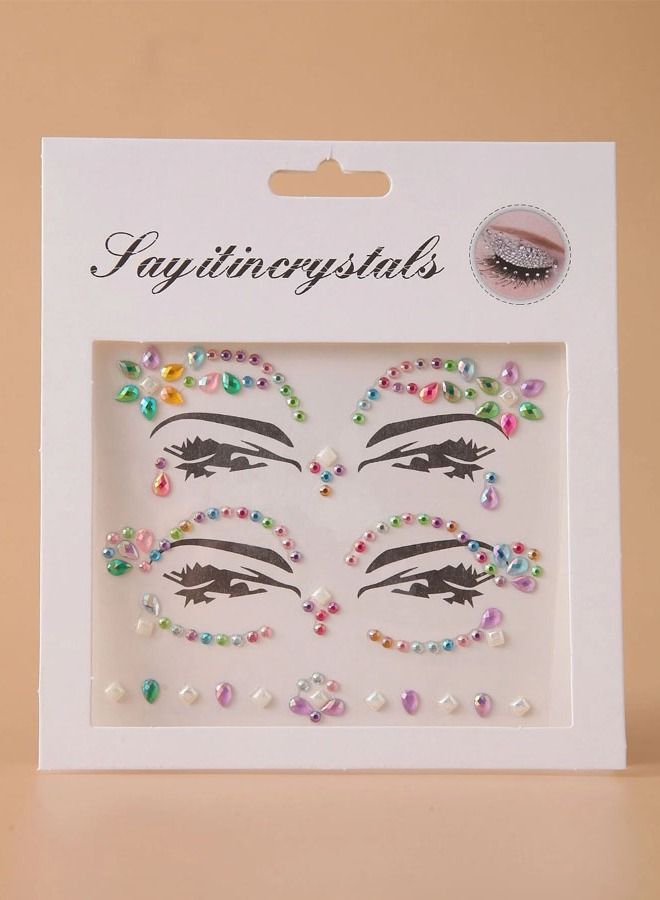 2-Self-adhesive crystal face tattoo stickers for face decoration for parties and events - Image 1