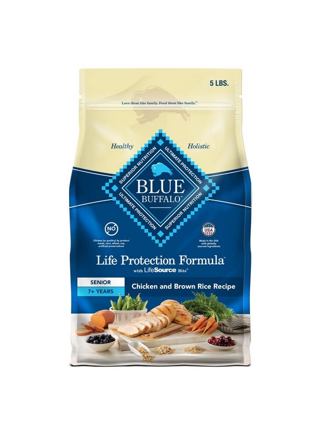 Blue Buffalo Life Protection Formula Senior Dry Dog Food, Supports Joint Health and Mobility, Made with Natural Ingredients, Chicken & Brown Rice Recipe, 5-lb. Bag - Image 1