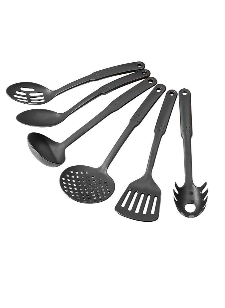 مجموعة أدوات طهي المطبخ السوداء مكونة من 6 قطع بلاستيكية غير لاصقة غير قابلة للخدش - Image 1