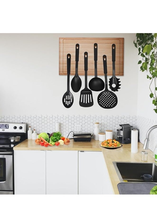 مجموعة أدوات طهي المطبخ السوداء مكونة من 6 قطع بلاستيكية غير لاصقة غير قابلة للخدش - Image 4