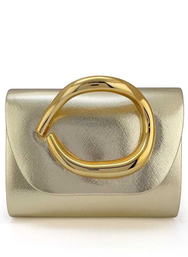 MYHOZEE Clutch Purses for Women Formal Gold Clutch Vegan Leather Evening Bag Elegant Wedding Clutch Detachable Chain Handbag Trendy Gold Handle Purses - Image 1