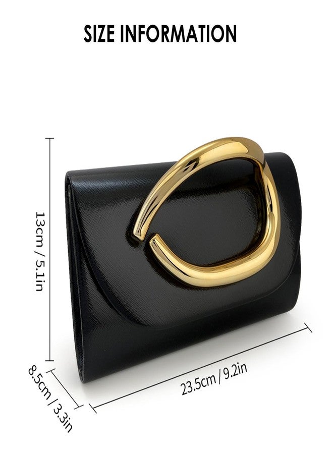 MYHOZEE Clutch Purses for Women Formal Gold Clutch Vegan Leather Evening Bag Elegant Wedding Clutch Detachable Chain Handbag Trendy Gold Handle Purses - Image 4