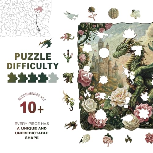 Purdicra Wooden Puzzles for Adults Dragon and Flowers Wooden Jigsaw Puzzle Unique Animal Shaped Wood Puzzles Adult Christmas Birthday Gifts for FriendsFamily Home Decor 131 133in 280pcs - Image 5