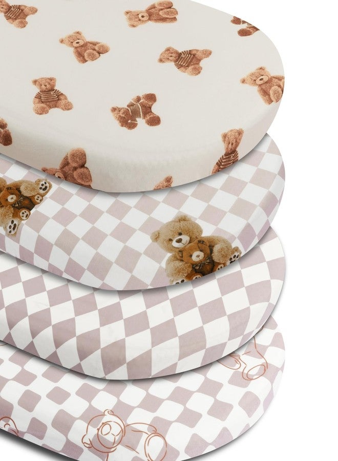 FIGEPO Fitted Baby Neutral Bassinet Sheets Bear and Buffalo Check Plaid Breathable Unisex Baby Sheet Set for Boys or Girls - Image 1