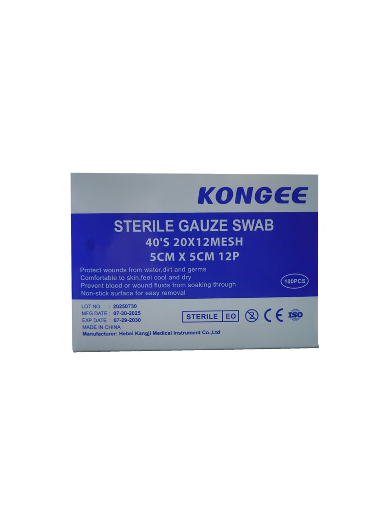 Kongee sterile gauze swab 5x5 , 12PLY 100pcs/BOX