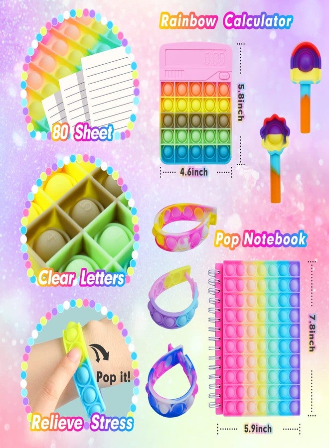 BuQueHM Pop Fidget Backpack for Girls, Pop it Bags&pop it Notebook and Unicorn Pencil Case for Kids' Fidget School Supplies Stress Relief, Great Birthday Present Gift for Kids - Image 4