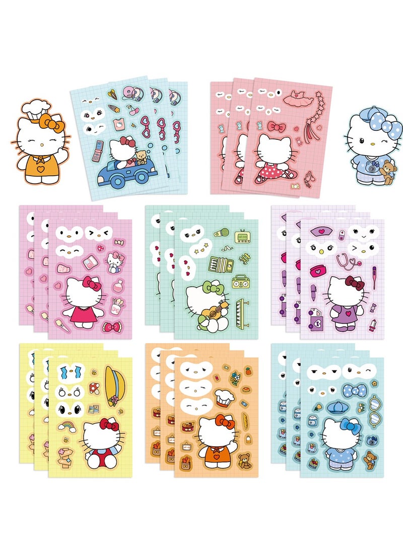 Sanrio 8 Sheets/Set Make a Face Puzzle Stickers Waterproof Stickers DIY Craft for Kids - Image 2
