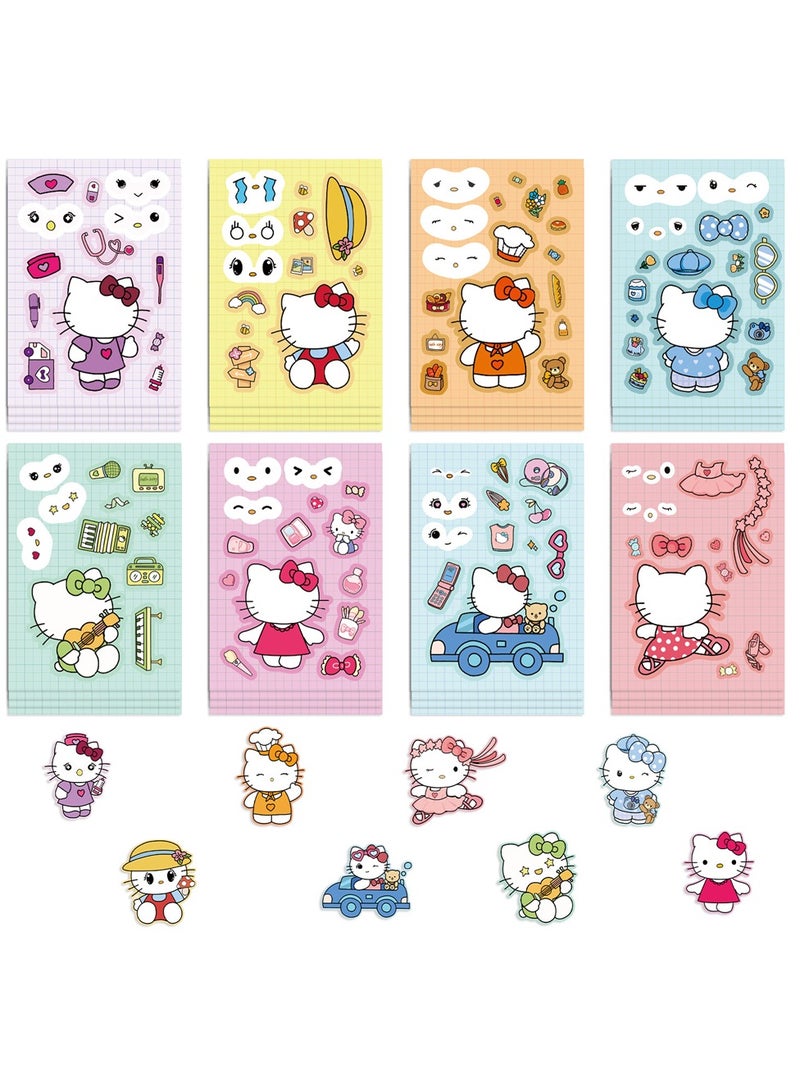 Sanrio 8 Sheets/Set Make a Face Puzzle Stickers Waterproof Stickers DIY Craft for Kids - Image 1