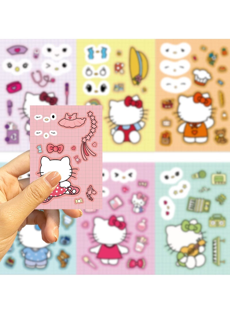 Sanrio 8 Sheets/Set Make a Face Puzzle Stickers Waterproof Stickers DIY Craft for Kids - Image 3