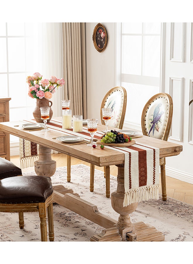 Fancy Homi Boho Chic Macrame Table Runner for Home Decor, Farmhouse Style with Tassels, Perfect for Party Bohemian - 30x230 cm - Rust - Image 2