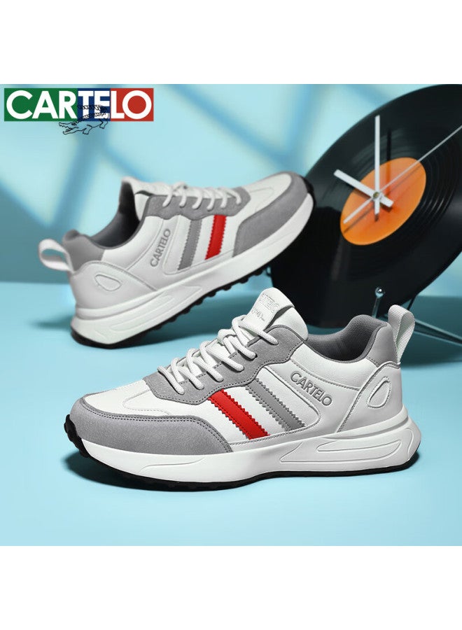Cartelo Men's Casual Shoes Fashion Versatile Lightweight Non-slip Sports Running Shoes Qh8137 White Gray Size 45 - Image 1