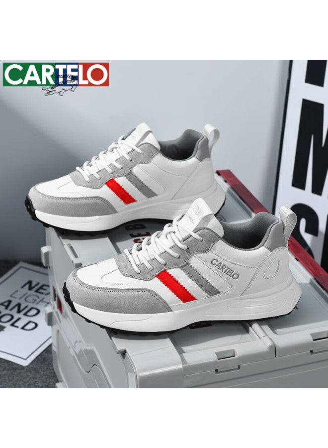 Cartelo Men's Casual Shoes Fashion Versatile Lightweight Non-slip Sports Running Shoes Qh8137 White Gray Size 45 - Image 4