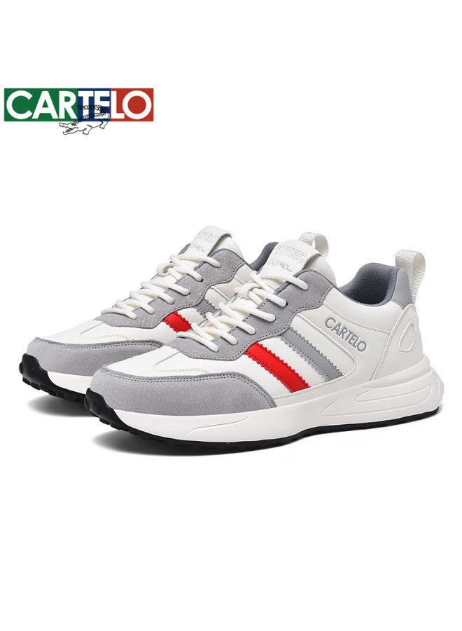 Cartelo Men's Casual Shoes Fashion Versatile Lightweight Non-slip Sports Running Shoes Qh8137 White Gray Size 45 - Image 3