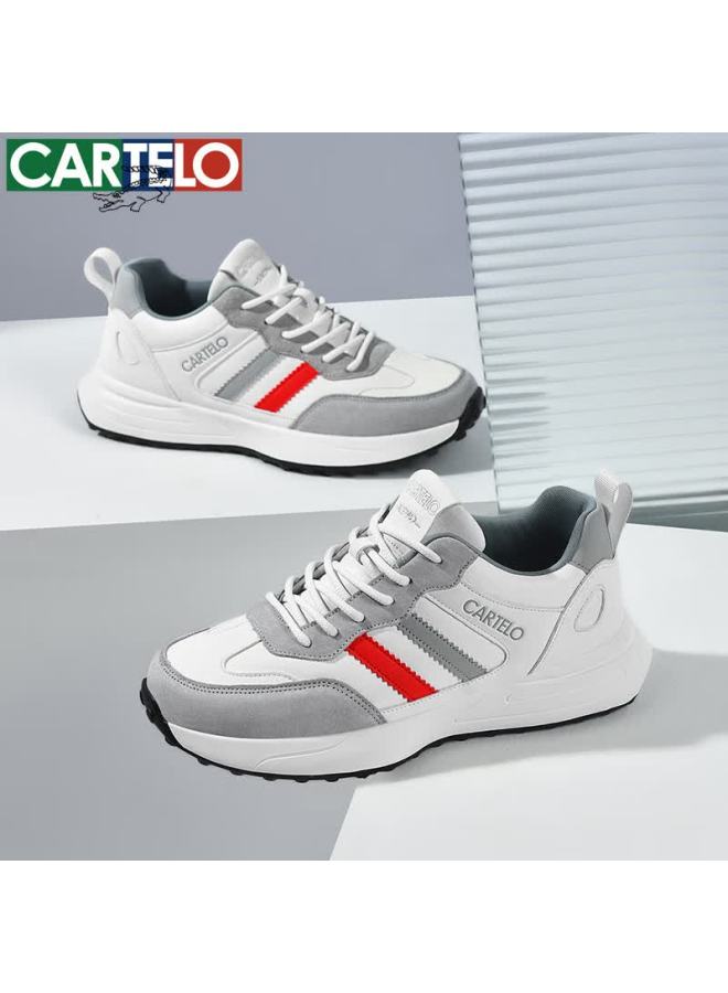 Cartelo Men's Casual Shoes Fashion Versatile Lightweight Non-slip Sports Running Shoes Qh8137 White Gray Size 45 - Image 5