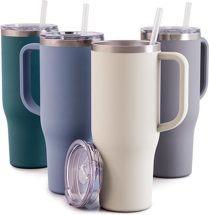AZLVERA Stainless Steel Vacuum Insulated Tumbler with Lid Handle and Straw for Water Coffee Mug Iced Tea Keeps Drinks Cold for 24 Hours Or Hot Car Cup Holder 1200 Ml 1 Pcs - Image 1