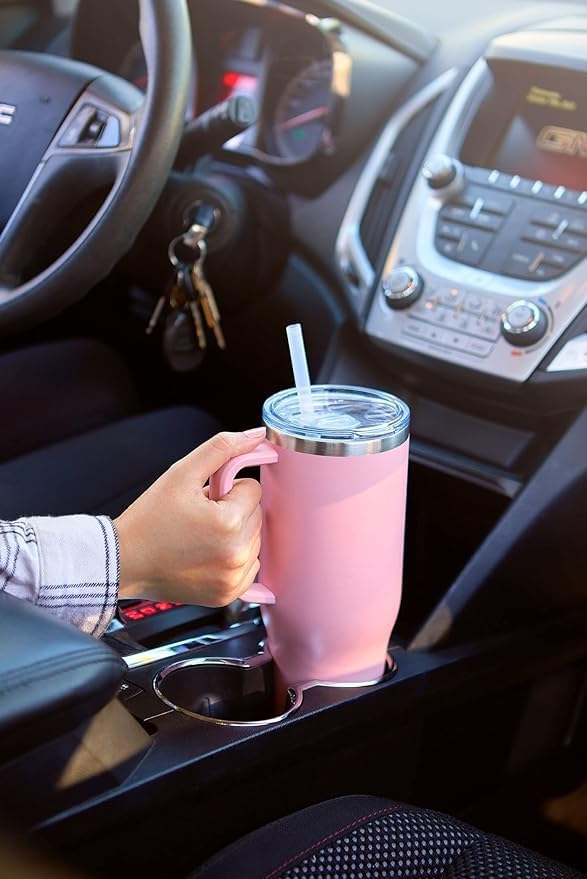 AZLVERA Stainless Steel Vacuum Insulated Tumbler with Lid Handle and Straw for Water Coffee Mug Iced Tea Keeps Drinks Cold for 24 Hours Or Hot Car Cup Holder 1200 Ml 1 Pcs - Image 4