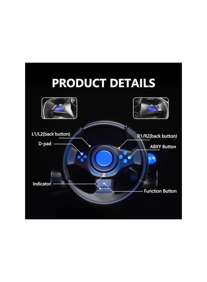 بروماس عجلة قيادة للألعاب، عجلة سباق مع دواسات ومحول، عجلة قيادة 180 درجة، نينتندو سويتش، إكس بوكس ​​ون (أسود) - Image 2